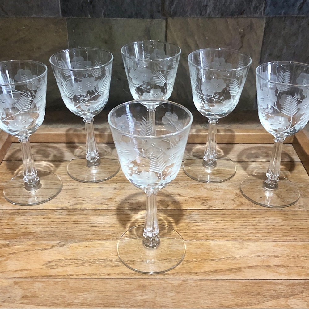6 Piece Cordial Glasses Tiffin-Rose /Champagne Tower - Picture 6 of 6